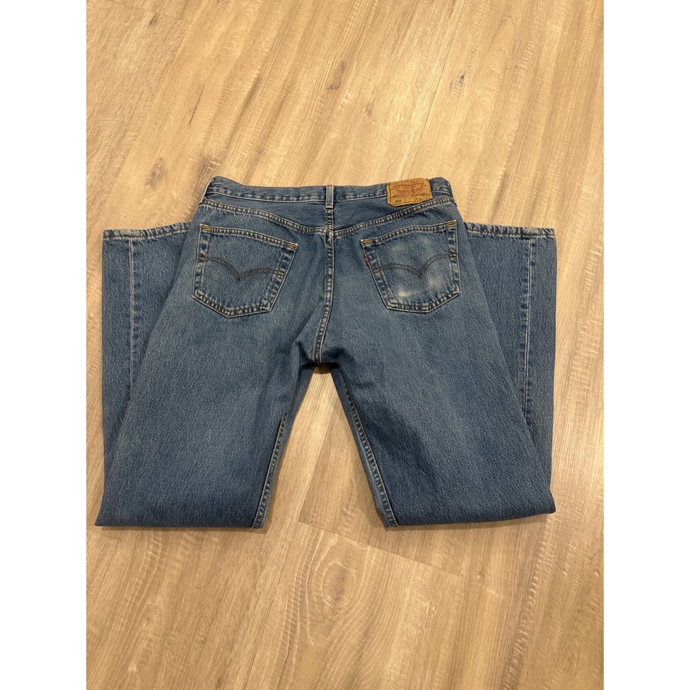 Levis 501 Original Fit Mens Jeans 36x34 Medium Wash Blue Button Fly Cotton